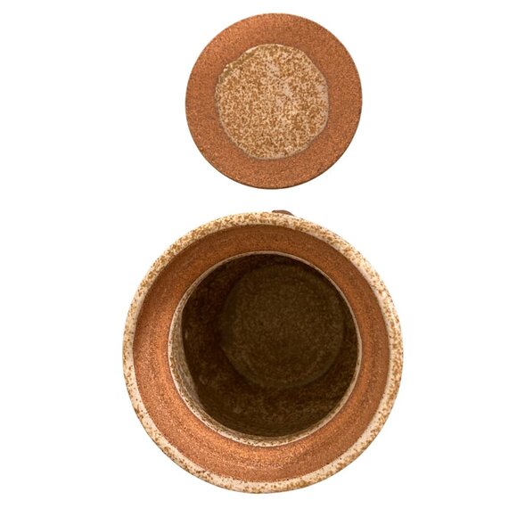 Foxlo California Studio Art Pottery Signed Garlic Jar Pot With Lid - Picture 5 of 9